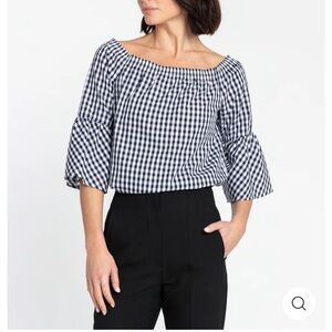 Hinson Wu Lena Gingham Off Shoulder Top